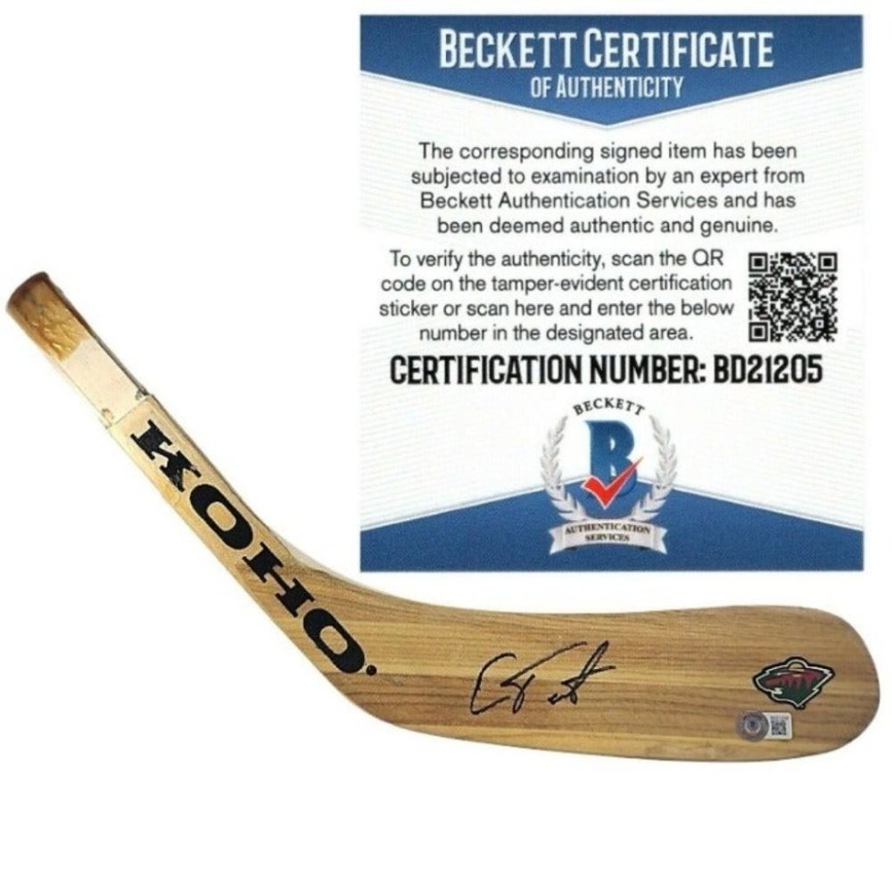 Cam Talbot Autographed Minnesota Wild Hockey Stick Blade Beckett Proof Signed